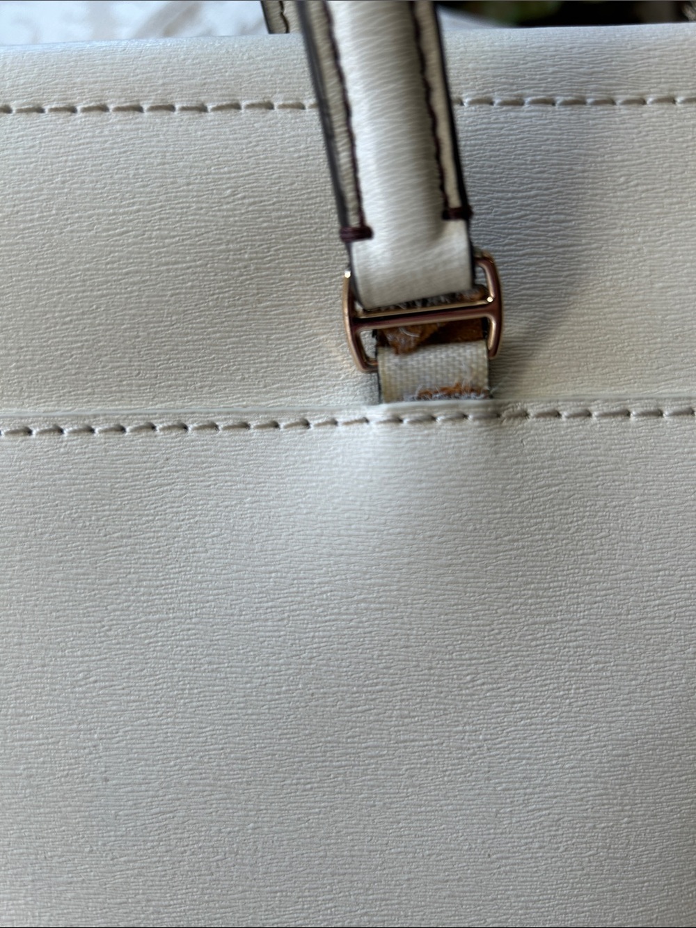 Tory Burch Robinson Cream Leather Double-Handle Tote with Gold Accents - Picture 7 of 14